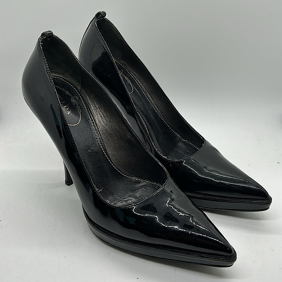 Prada Authenticated Black Patent Leather Stiletto Heel Shoes **Sz 38/US Size 8** - Picture 2 of 14